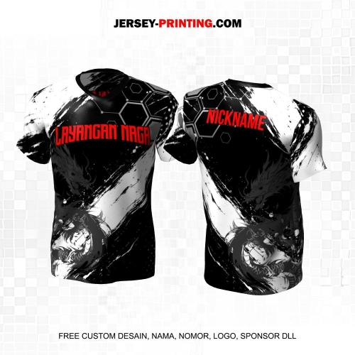 Jersey Layangan Kite Fighter Hitam Putih Motif Abstrak Naga 19