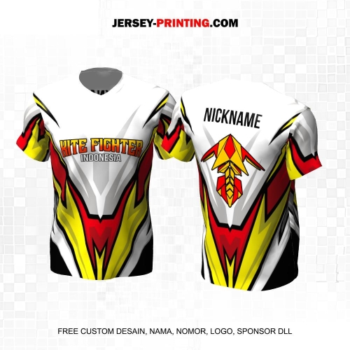 Jersey Layangan Kite Fighter Putih Kuning Merah Motif Abstrak 11