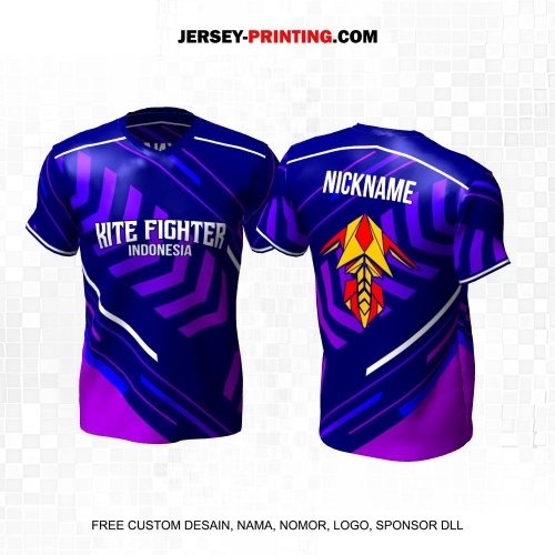 Jersey Layangan Kite Fighter Ungu Putih Motif Abstrak 03