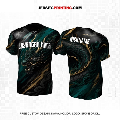 Jersey Layangan Naga Kite Fighter Putih Hijau Gold Motif Abstrak Naga 21