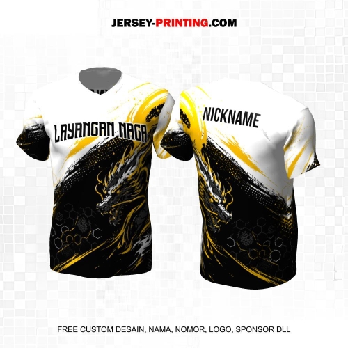 Jersey Layangan Naga Kite Fighter Putih Hitam Kuning Motif Abstrak 20