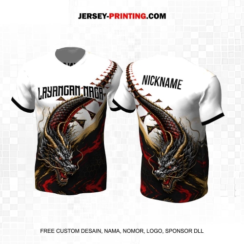 Jersey Layangan Naga Kite Fighter Putih Hitam Merah Motif Abstrak 14
