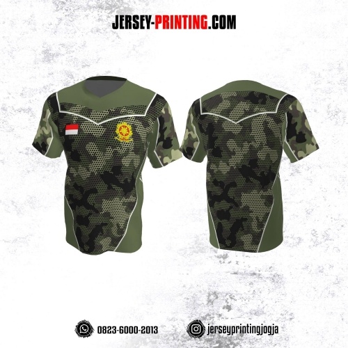 Jersey Militer Army Tentara TNI Hijau Hitam Putih Motif Loreng