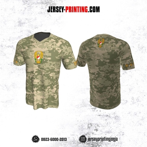 Jersey Militer Army Tentara TNI Motif Loreng Hijau Krem