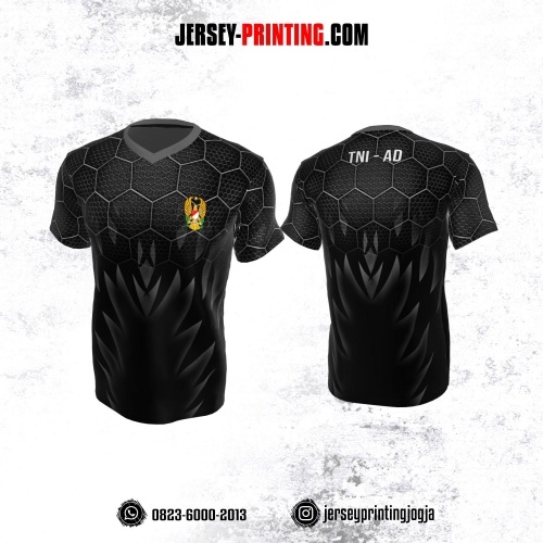 Jersey Militer Tentara TNI AD Angkatan Darat Abu-abu Hitam Motif Honeycomb