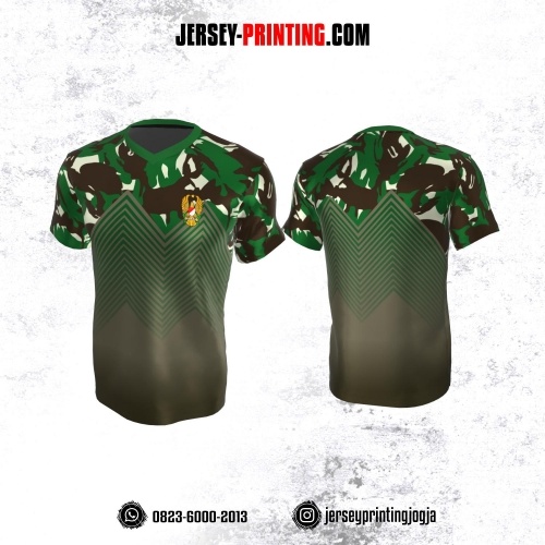 Jersey Militer Tentara TNI AD Angkatan Darat Hijau Coklat Motif Loreng