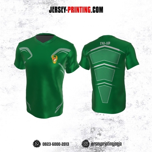 Jersey Militer Tentara TNI AD Angkatan Darat Hijau Motif Polkadot Putih
