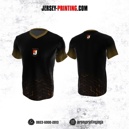 Jersey Militer Tentara TNI AD Angkatan Darat Hitam Emas Motif Honeycomb