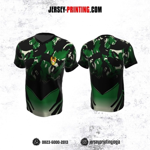 Jersey Militer Tentara TNI AD Angkatan Darat Hitam Hijau Motif Loreng