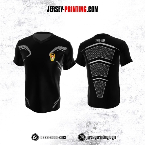 Jersey Militer Tentara TNI AD Angkatan Darat Hitam Motif Polkadot Abu-abu