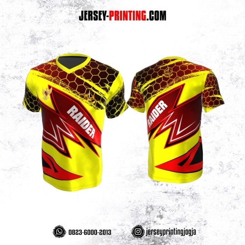 Jersey Militer Tentara TNI AD Angkatan Darat Kuning Merah Hitam Motif Honeycomb