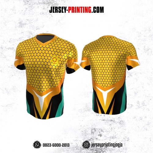 Jersey Militer Tentara TNI AD Angkatan Darat Kuning Orange Hitam Tosca Motif Honeycomb