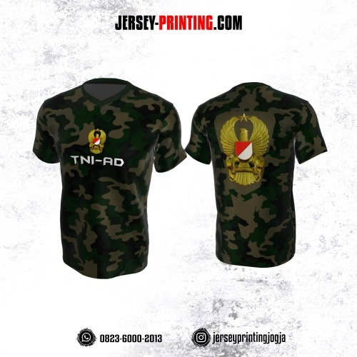 Jersey Militer Tentara TNI AD Angkatan Darat Motif Loreng Hijau Coklat Hitam