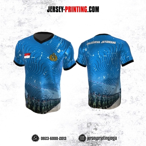 Jersey Militer Tentara TNI AL Angkatan Laut Biru Hitam Motif Garis Abstrak