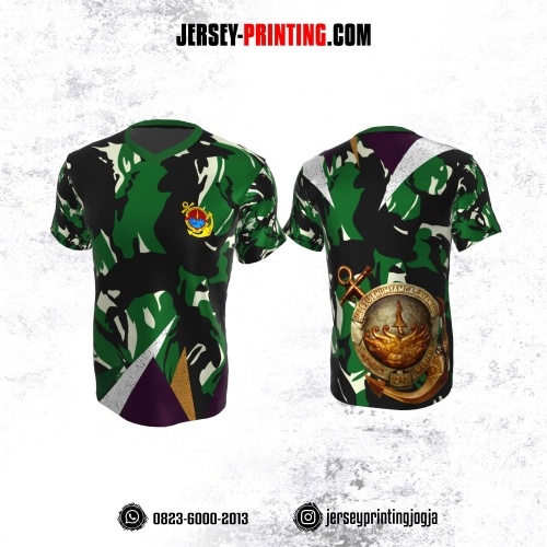 Jersey Militer Tentara TNI AL Angkatan Laut Hijau Hitam Ungu Putih Motif Loreng