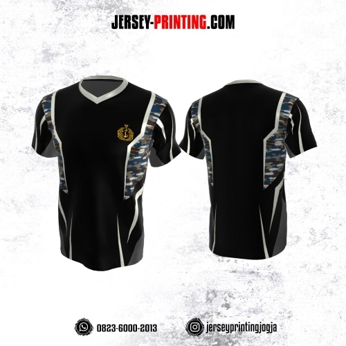 Jersey Militer Tentara TNI AL Angkatan Laut Hitam Coklat Abu-abu Biru Motif Loreng