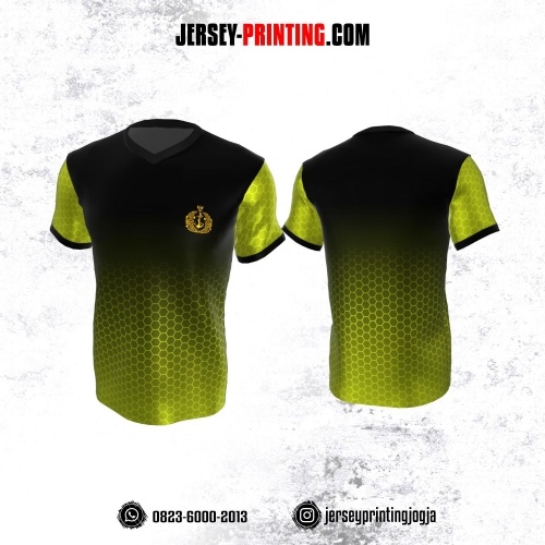 Jersey Militer Tentara TNI AL Angkatan Laut Kuning Hitam Motif Honeycomb