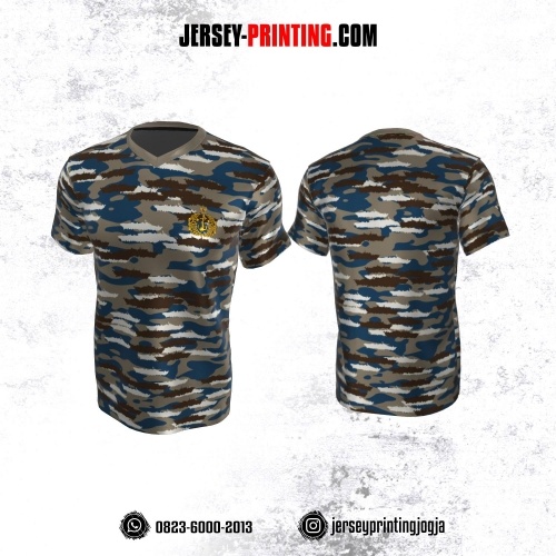 Jersey Militer Tentara TNI AL Angkatan Laut Motif Loreng Coklat Biru Putih