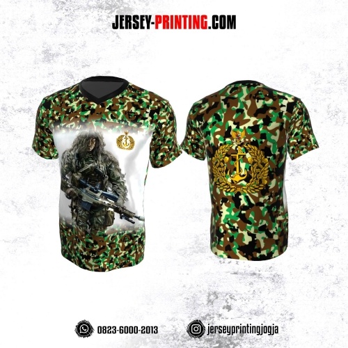 Jersey Militer Tentara TNI AL Angkatan Laut Motif Loreng Hijau Coklat Hitam