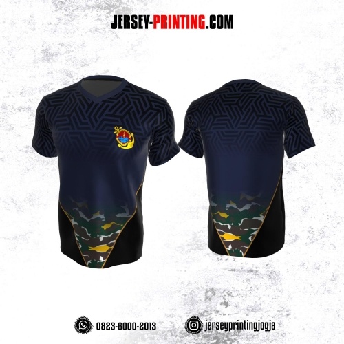 Jersey Militer Tentara TNI AL Angkatan Laut Navy Hitam Coklat Hijau Motif Abstrak