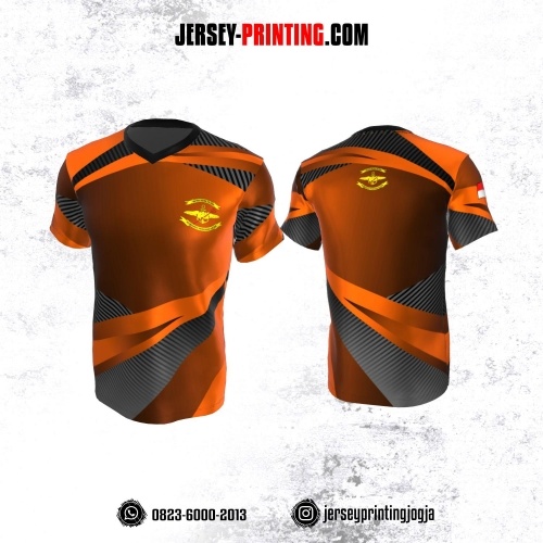 Jersey Militer Tentara TNI AL Angkatan Laut Orange Abu-abu Hitam Motif Garis