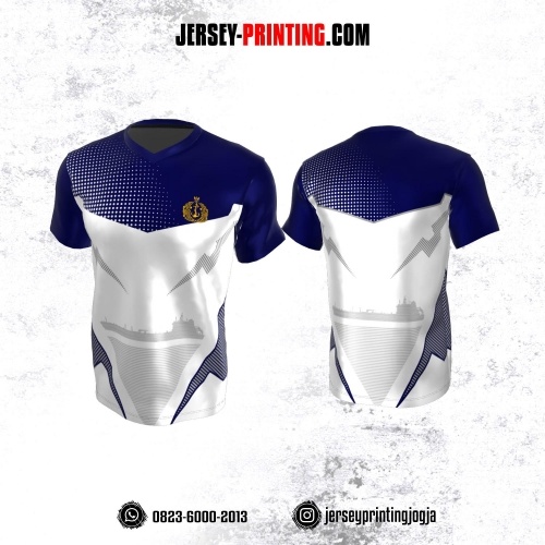 Jersey Militer Tentara TNI AL Angkatan Laut Putih Navy Abu-abu Motif Garis dan Polkadot