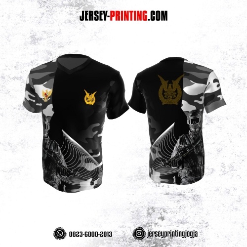 Jersey Militer Tentara TNI AU Angkatan Udara Abu-abu Hitam Putih Motif Loreng
