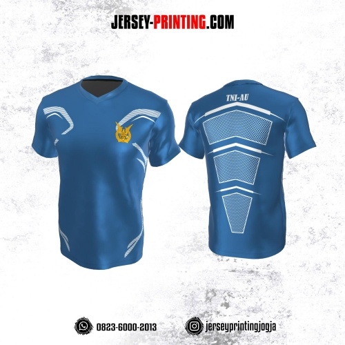Jersey Militer Tentara TNI AU Angkatan Udara Biru Putih Motif Polkadot
