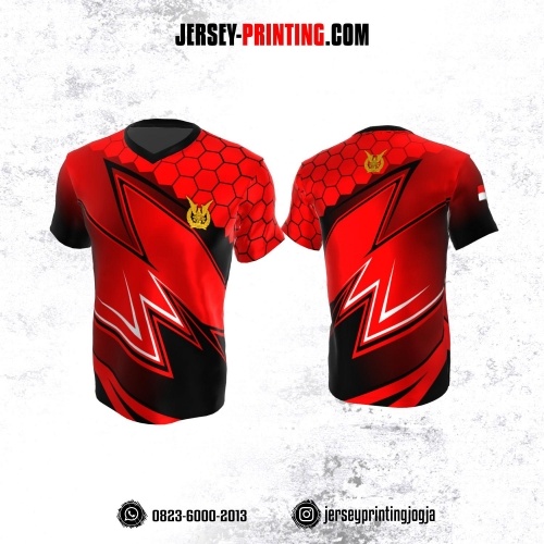 Jersey Militer Tentara TNI AU Angkatan Udara Merah Hitam Putih Motif Honeycomb