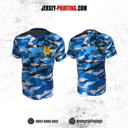 Jersey Militer Tentara TNI AU Angkatan Udara Motif Loreng Biru Putih Hitam