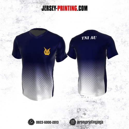 Jersey Militer Tentara TNI AU Angkatan Udara Navy Putih Motif Geometris