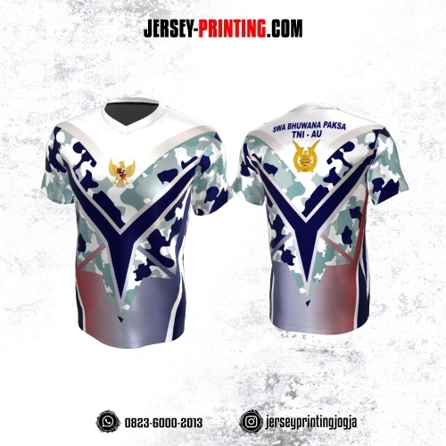 Jersey Militer Tentara TNI AU Angkatan Udara Putih Navy Hijau Merah Motif Loreng