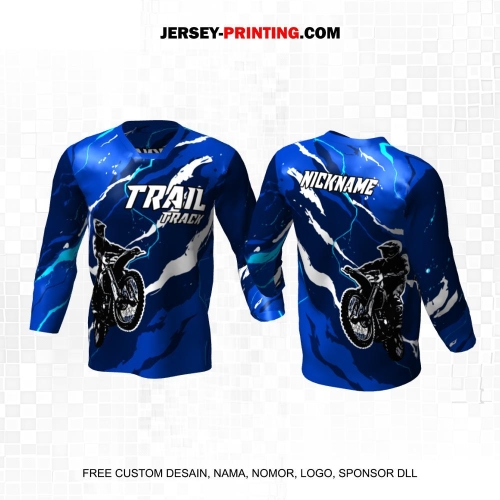 Jersey Motor Trail Motocross Biru Navy Putih Motif Abstrak 59