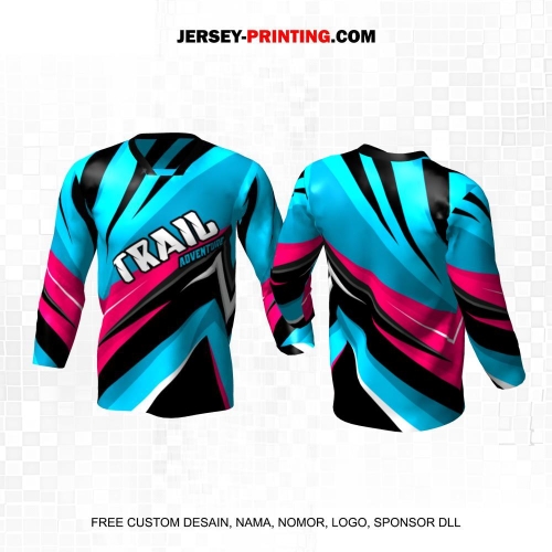 Jersey Motor Trail Motocross Biru Pink Hitam Motif Abstrak 19