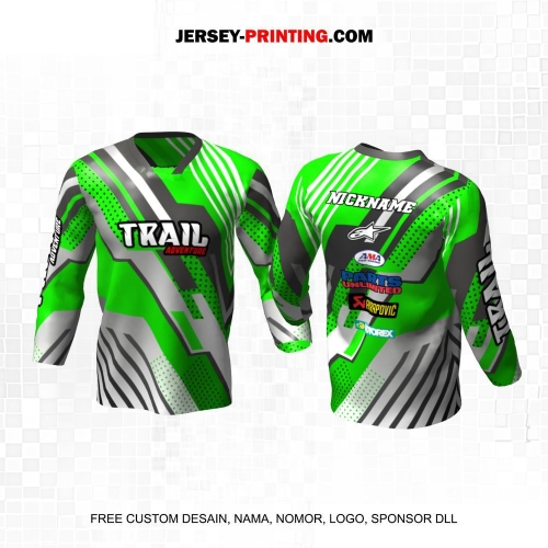 Jersey Motor Trail Motocross Hijau Abu Motif Polkadot Abstrak 7