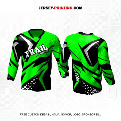 Jersey Motor Trail Motocross Hijau Hitam Motif Abstrak Geometris 36