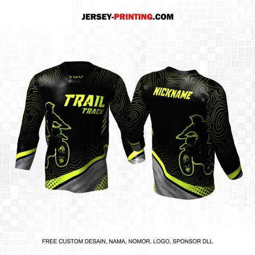 Jersey Motor Trail Motocross Hitam Abu Hijau Motif Abstrak Liquid 52
