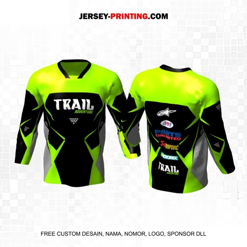 Jersey Motor Trail Motocross Hitam Hijau Motif Abstrak 14