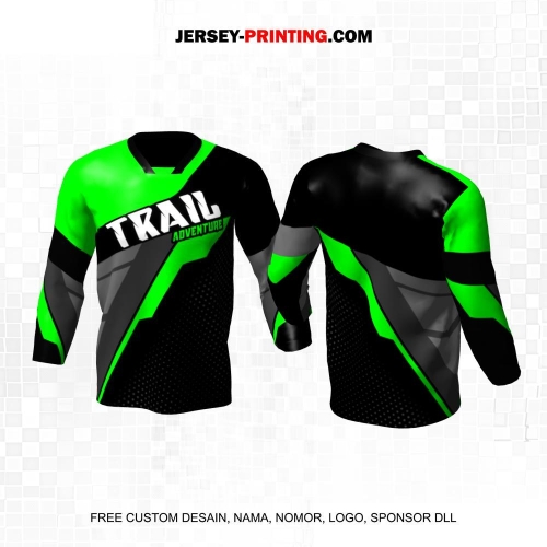 Jersey Motor Trail Motocross Hitam Hijau Motif Polkadot Abstrak 20