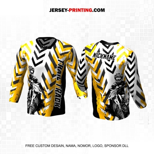 Jersey Motor Trail Motocross Hitam Kuning Putih Motif Abstrak 50