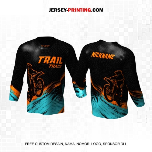 Jersey Motor Trail Motocross Hitam Orange Tosca Motif Abstrak Liquid 58