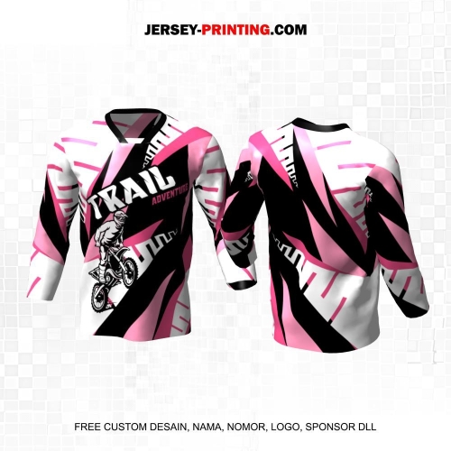 Jersey Motor Trail Motocross Hitam Pink Putih Motif Abstrak 16