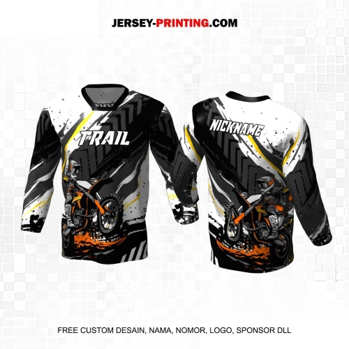 Jersey Motor Trail Motocross Hitam Putih Abu Motif Abstrak 49