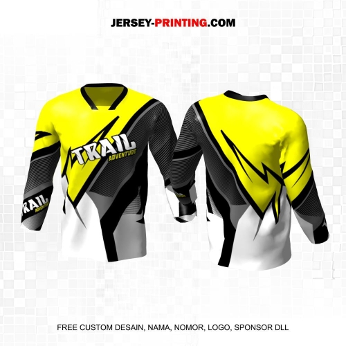 Jersey Motor Trail Motocross Kuning Hitam Putih Motif Garis Abstrak 34