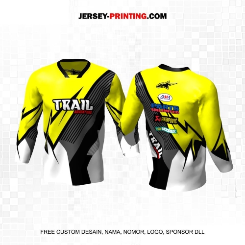 Jersey Motor Trail Motocross Kuning Hitam Putih Motif Garis Abstrak 9
