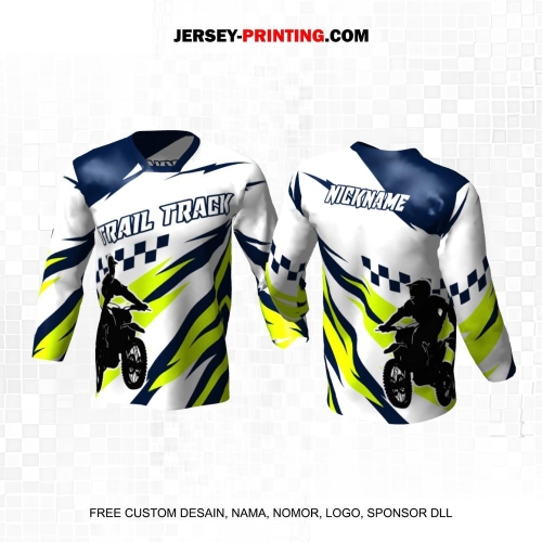 Jersey Motor Trail Motocross Putih Navy Hijau Motif Abstrak 51