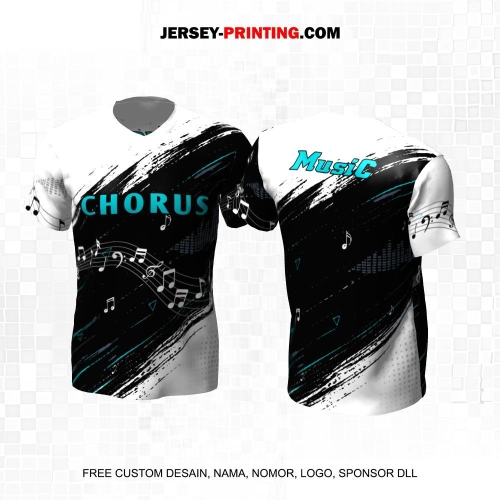 Jersey Musik Kesenian Hitam Putih Motif Brush Tangga Nada 02