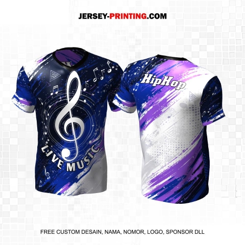 Jersey Musik Kesenian Navy Ungu Putih Motif Brush Abstrak 01