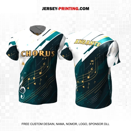 Jersey Musik Kesenian Putih Hijau Motif Abstrak 03