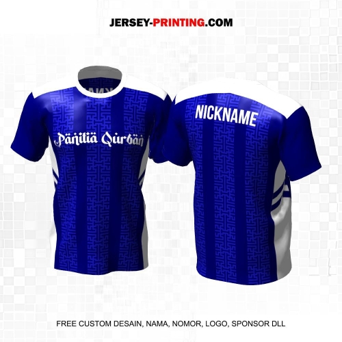 Jersey Muslim Islami Idul Adha Qurban Biru Putih Motif Geometris 22
